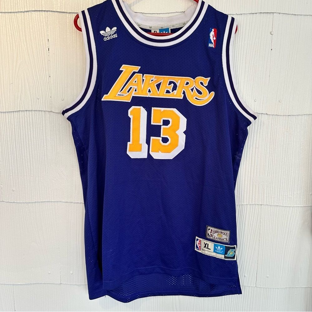 Lakers Chamberlain 13 Adidas NBA Hardwood Classics XL Basketball Jersey Purple